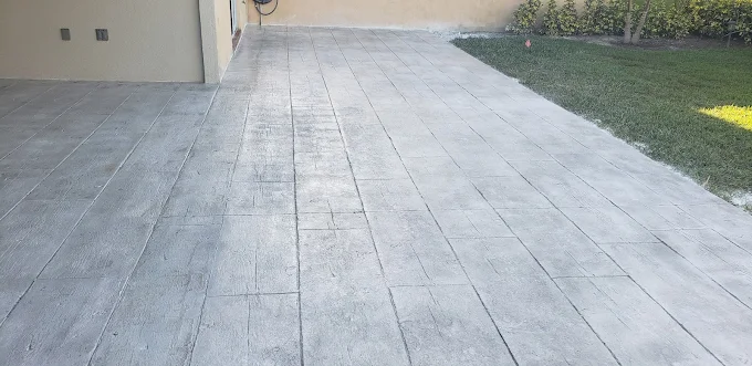 Professional stamped concrete patio installation in Vero Beach by HCS Concrete